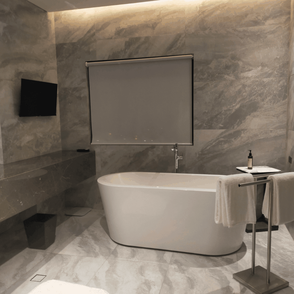 Hotel Bathroom Vanity Counter and wall panel Vinyl Wrap Renewit Wrap UK